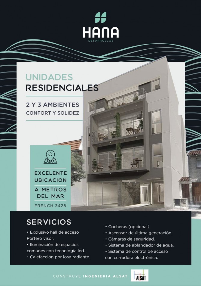 Departamento 2 ambientes a estrenar solo a metros del mar barrio La Perla