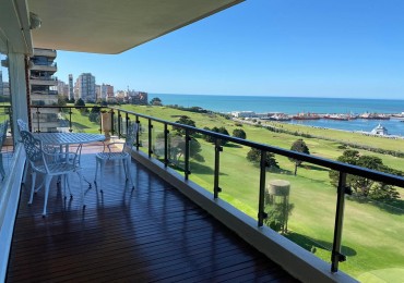 Alquiler amplio Piso con cochera doble y vista plena frente al mar. Playa Grande